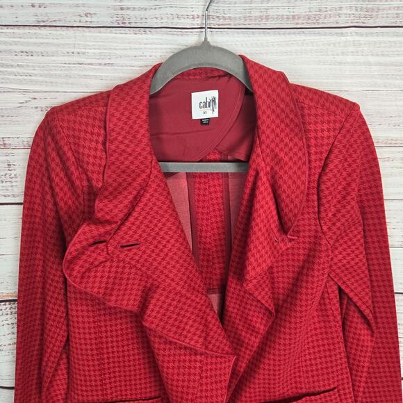 Cabi Celebration Red Houndstooth Jacket XS Casual Dressy Chic Vamp Classic Coat - Picture 5 of 16